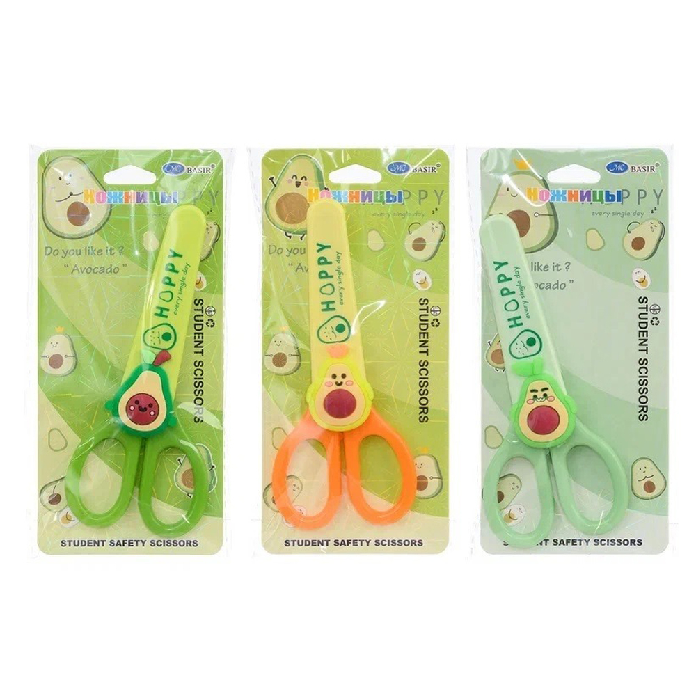 Ножницы детские Basir, с авокадо, 13.5 см, в чехле, ассорти