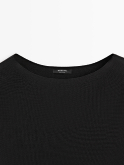 Massimo Dutti Трикотажный топ с круглым вырезом, черный