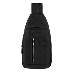 Рюкзак слинг мужской Piquadro Brief2 Special CA4536BR2S/GRN серый/черный нейлон/натур.кожа