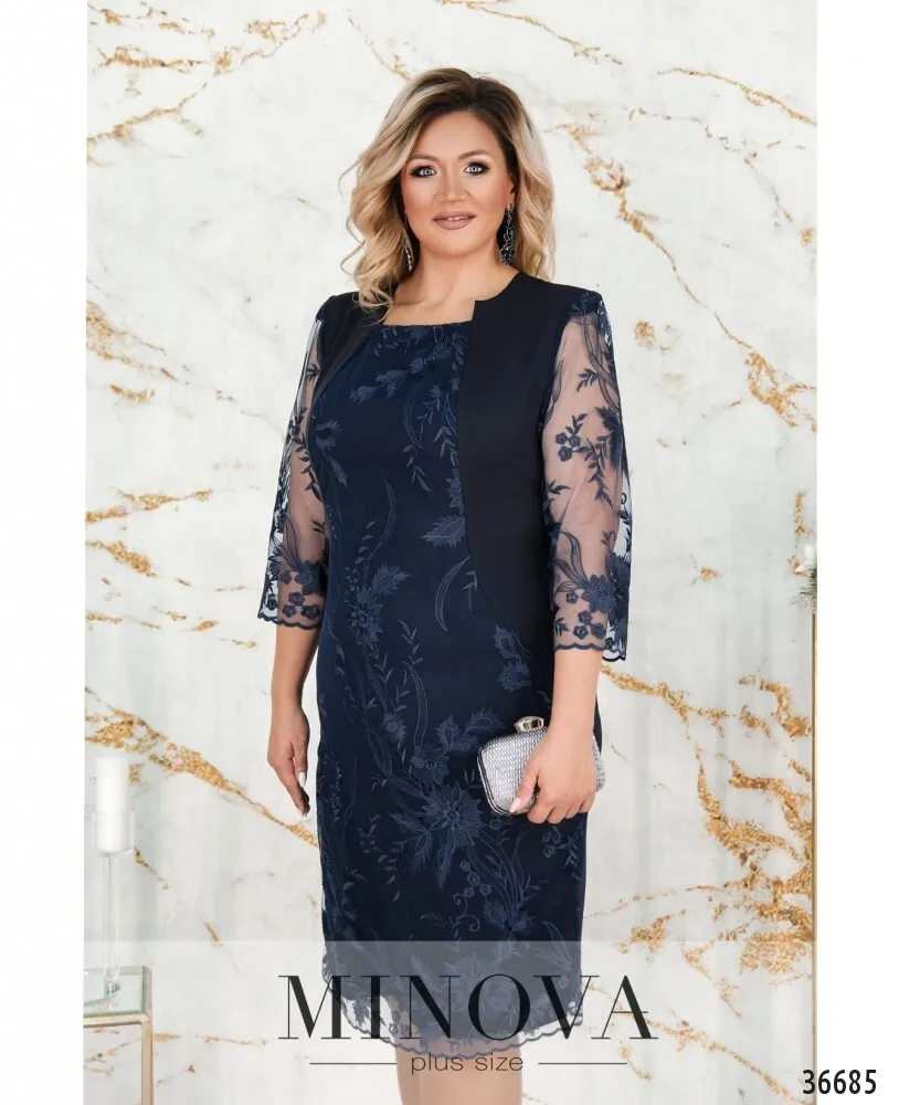 Платье 385СБ-синий Minova