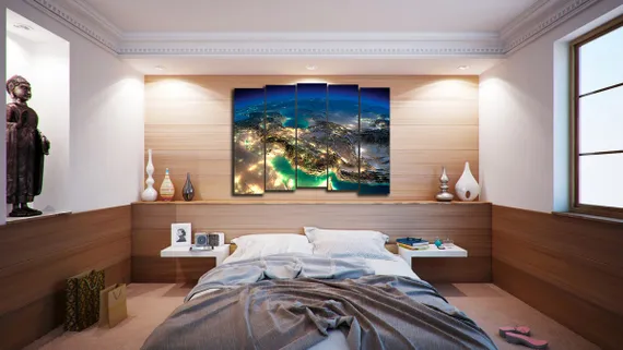 Модульная картина "Ночная Земля из космоса"