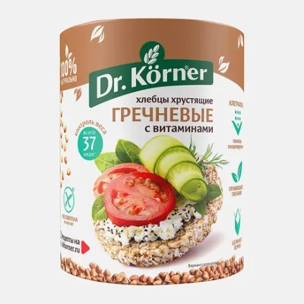 Хлебцы гречневые с витаминами без глютена Dr.Korner 100г