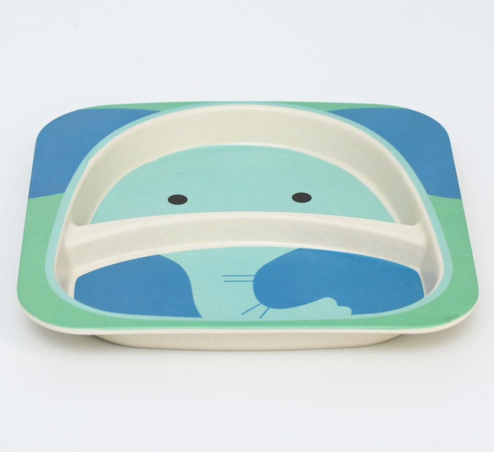 4770807 Набор бамбуковой посуды «Слоник», 5 предметов: тарелка, миска, стакан, вилка, ложка