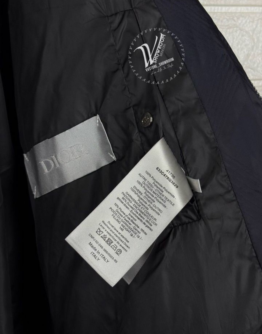 Пуховик CD Dior премиум темно-синий