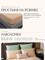 КПБ на резинке Сатин Velvet Premium с Одеялом VPR012, Евро, 4 наволочки, простынь 140*200*25
