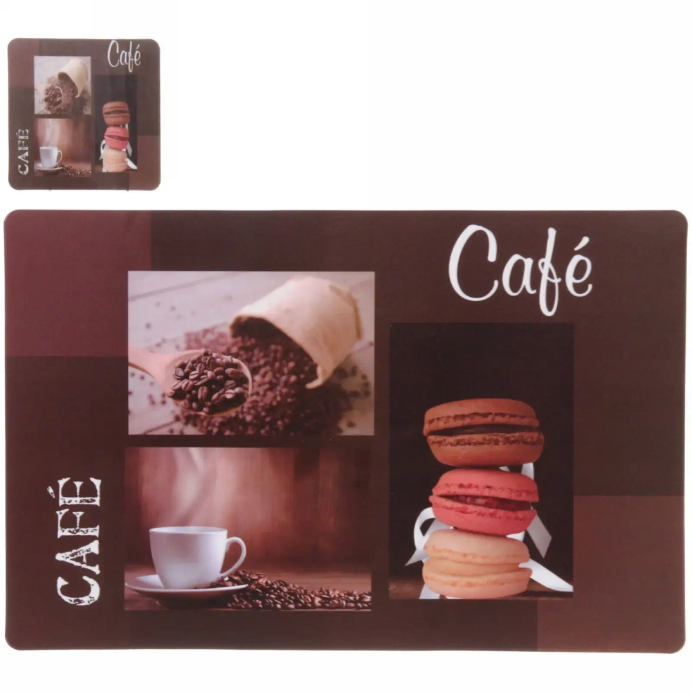 Салфетка на стол 43*28см в наборе 6+6шт «Кофейное наслаждение»