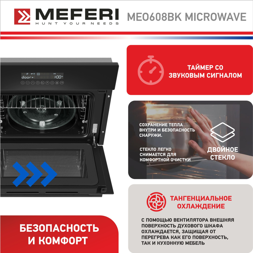 Электрический духовой шкаф Meferi MEO608BK MICROWAVE фото 4