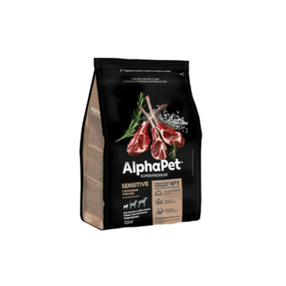 Сухой корм для взрослых собак мелких пород с чувствительным пищеварением AlphaPet Superpremium (АльфаПет) с ягненком и рисом, 500 гр