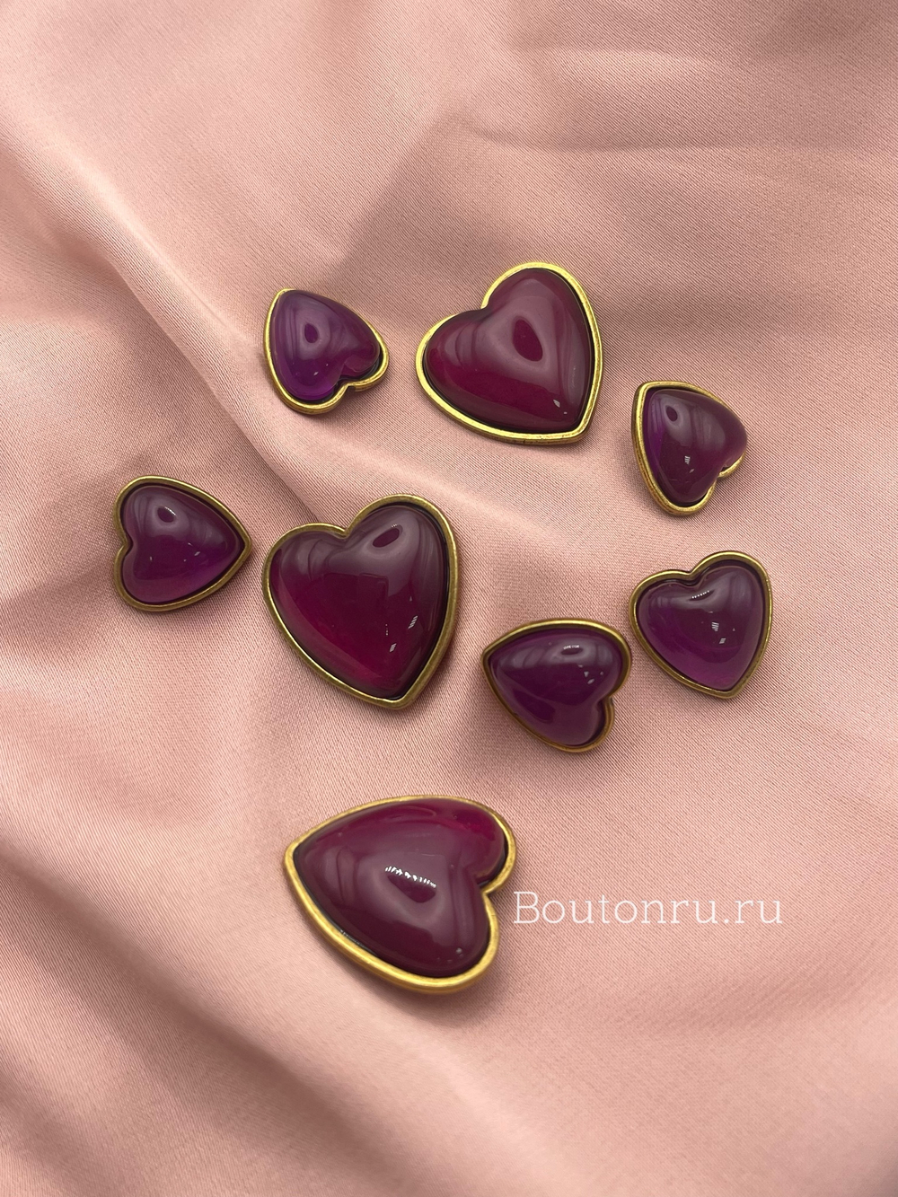 Пуговицы сиреневые сердечки