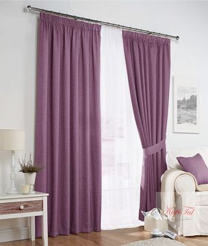 XL-Комплект штор Палермо (фиолетовый) и вуаль (белый)