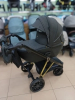 Детская коляска Luxmom F1 2в1 (черный, золотая рама)