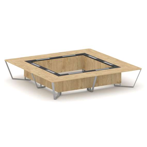 Steel Meet Стол переговорный квадратный KM-PR.B.SP-20K2 Тиквуд Светлый/Графит Глянец/Металл Серый 40