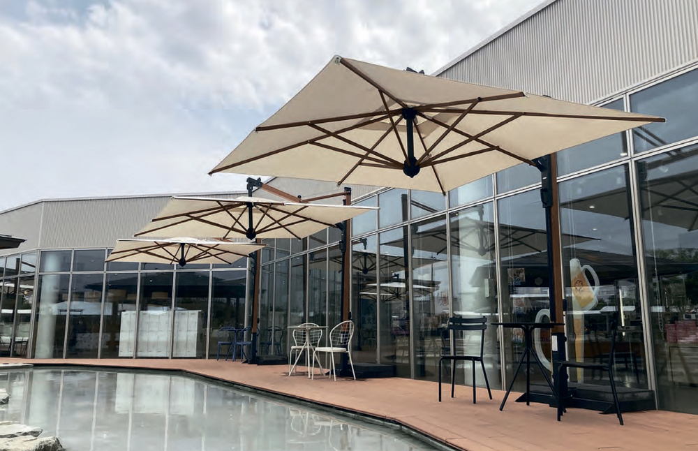 Зонт профессиональный 3х4 м Scolaro Galileo Wood, имитация ироко, черный