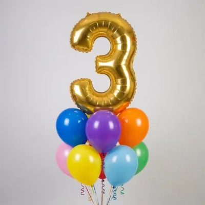Набор шаров с цифрой с гелием
