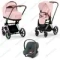 Детская коляска Cybex Priam IV 3 в 1 Peach Pink шасси Chrome автокресло Aton B i-Size