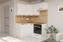 Кухонный гарнитур Жасмин мега прайм 1200х1600 мм (Белый глянец/Белый, Дуб бунратти)