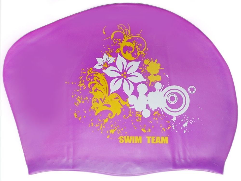 Шапочка для плавания для длинных волос цветы: KW-F  (Фиолетовый)