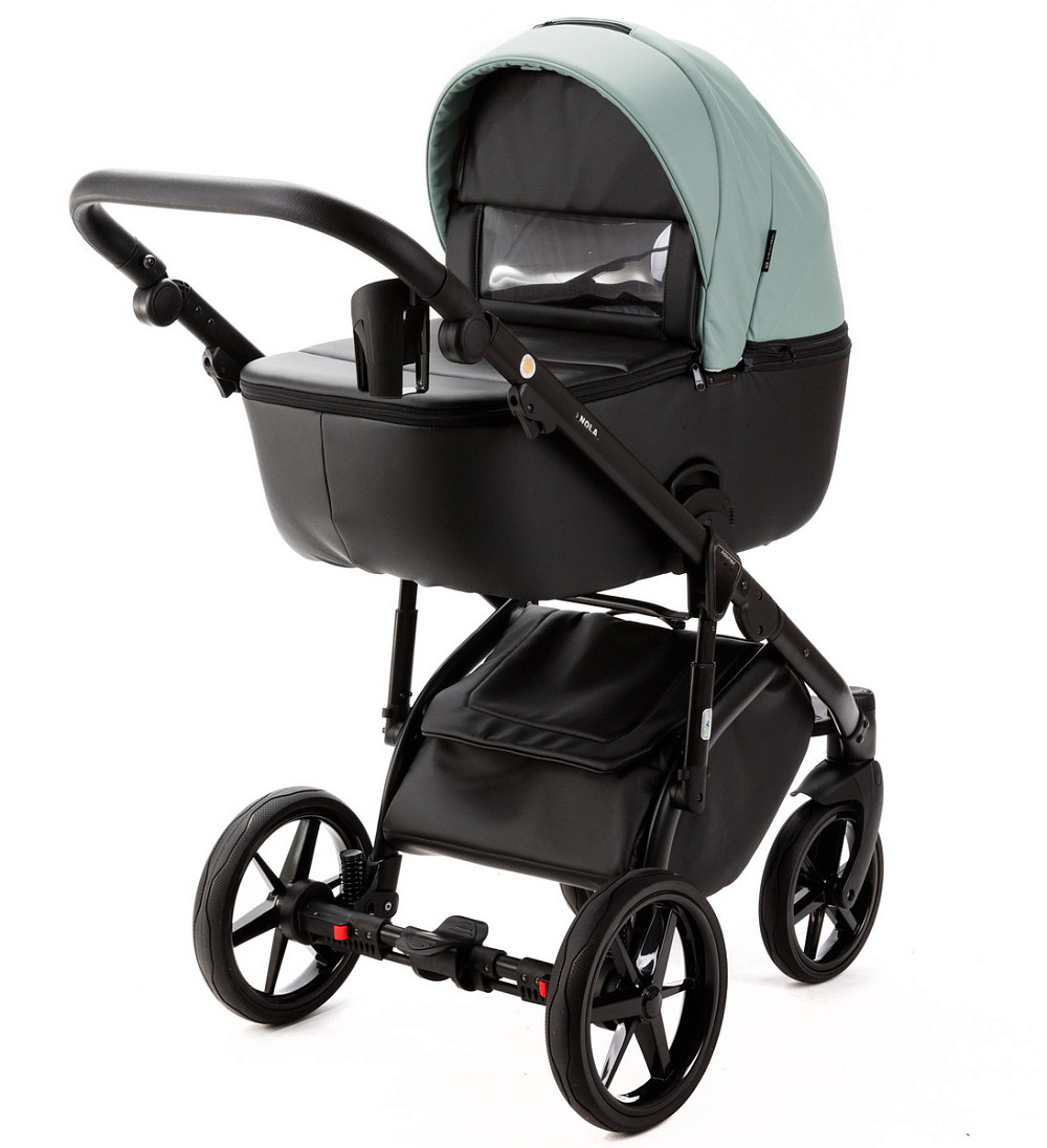 Детская коляска Adamex Nola Deluxe 3 в 1 N-SD103 (СЕРО-ЗЕЛ. КОЖА + ЧЕРН.КОЖА)