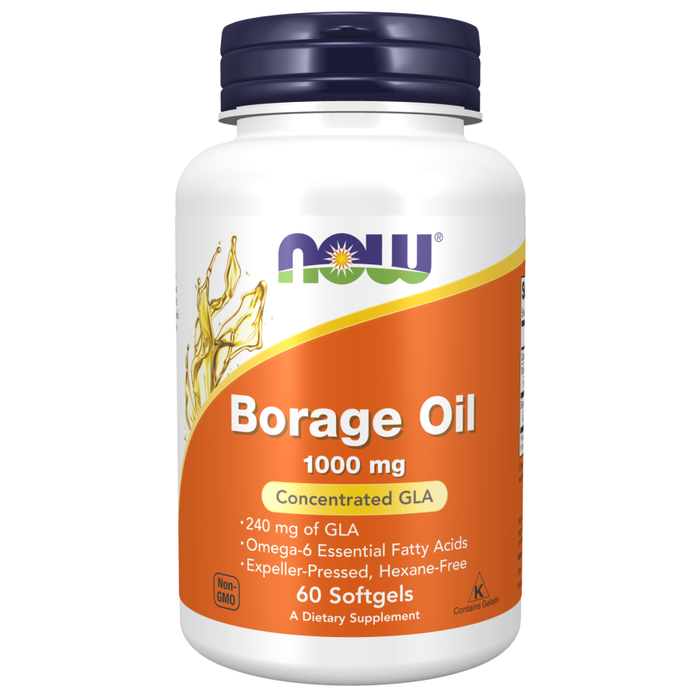Масло огуречника (бурачника), Borage Oil 1000 mg, Now Foods, 60 капсул