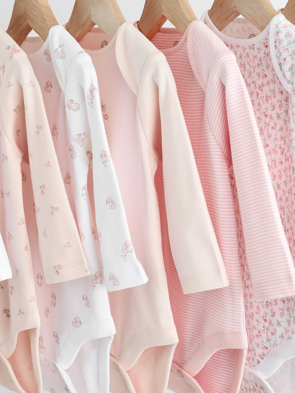 Боди с длинным рукавом для малышей Next K79-554, 7 шт., Белый, Розовый