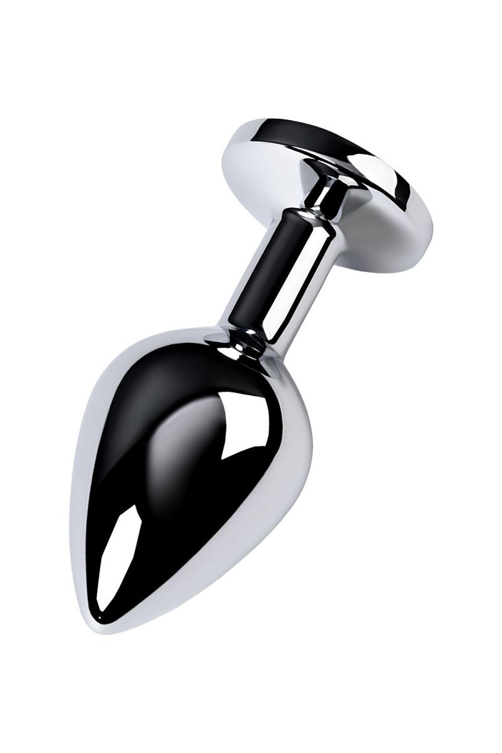 Серебристая конусовидная анальная пробка с голубым кристаллом - 8 см. (Цвет: голубой)