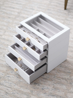 Органайзер для украшений и часов со стеклянной крышкой Stackers Classic Jewellery Box, 4 секции - White Pebble (White Pebble / серый / White Pebble / 500)