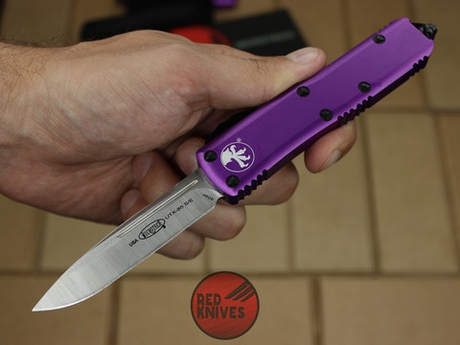 Реплика ножа Microtech UTX-85 S/E - фиолетовая рукоять, стандартный клинок, сатин + запчасти