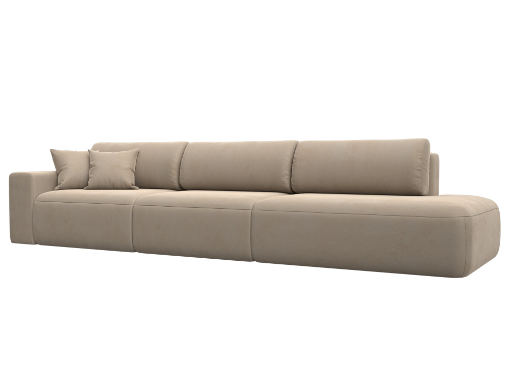 Диван прямой Лига-036 НПБ Модерн Лонг подлокотник слева ВЕЛЮР Бежевый