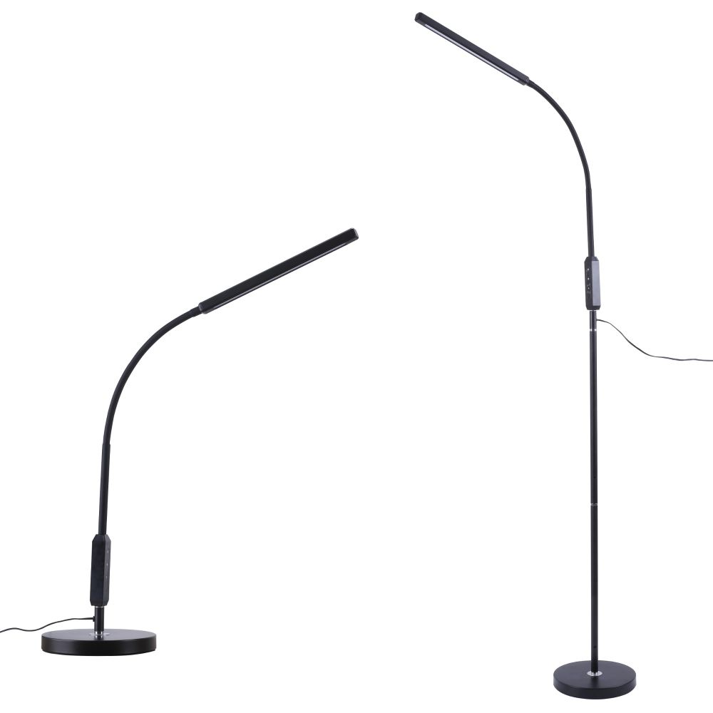 ULM-T619 10W-3000-6500K-DIM BLACK Торшер напольный светодиодный. 10W. с регулировкой наклона. Сенсорный выключатель. Диммер. Черный. ТМ Uniel