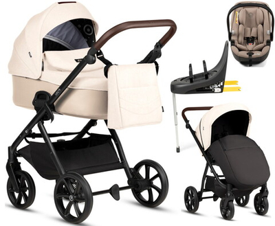 Детская коляска Tutis Leo 3 Plus 4 в 1 с автокреслом Beno Beige и базой 1582228 Caramel