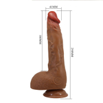 Реалистичный вибратор с ротацией Wilks - 25 см. (Цвет: карамель (темно-бежевый))