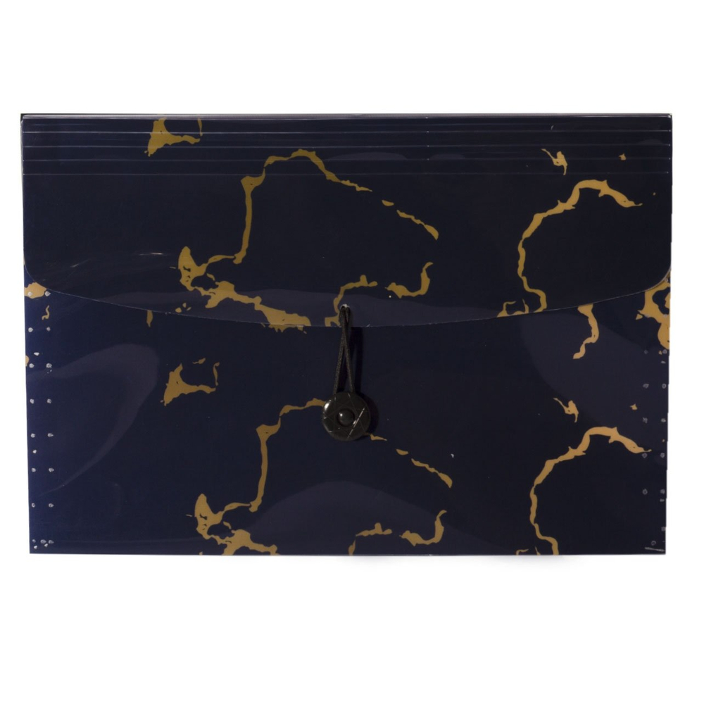 Папка-картотека на пуговице Sahand, A4, "Мрамор", 330х240х33 мм, 1600 мкм, 12 отделений, ассорти, глянец