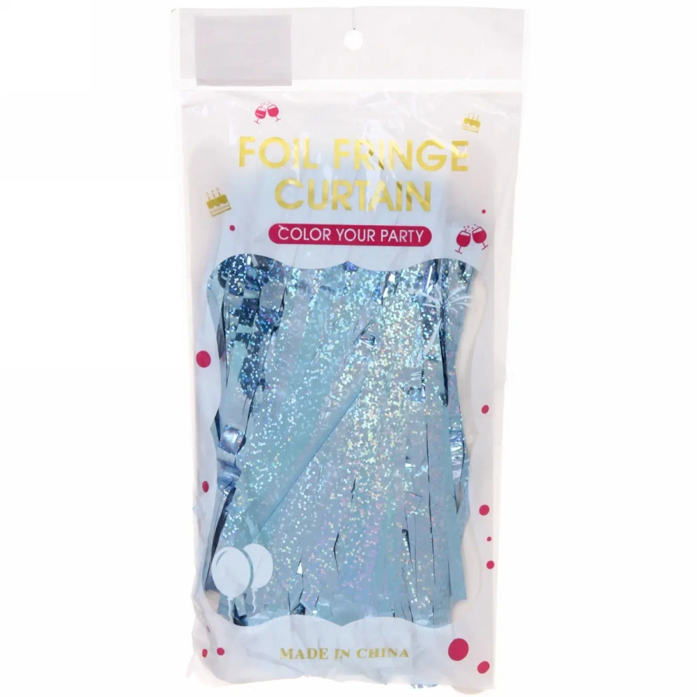 Занавес фольгированный «Дождь» ш1м, в2м (галограмма), голубой