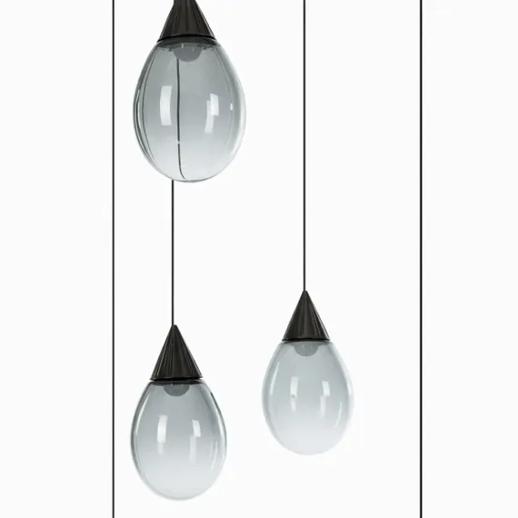 Подвесной светильник Rain Ø100 см, дымчатый, чёрный глянец