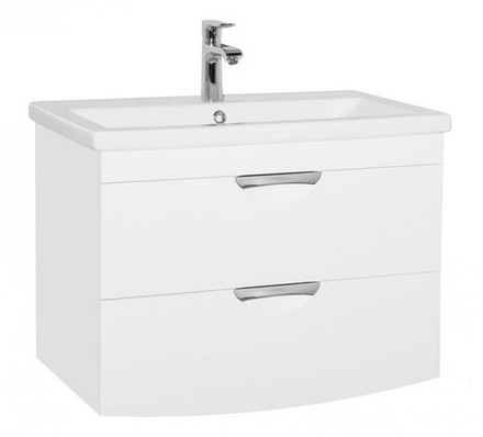 Тумба с раковиной подвесная "Жасмин 2" (2 ящ.), Комо 80, Люкс белая, PLUS