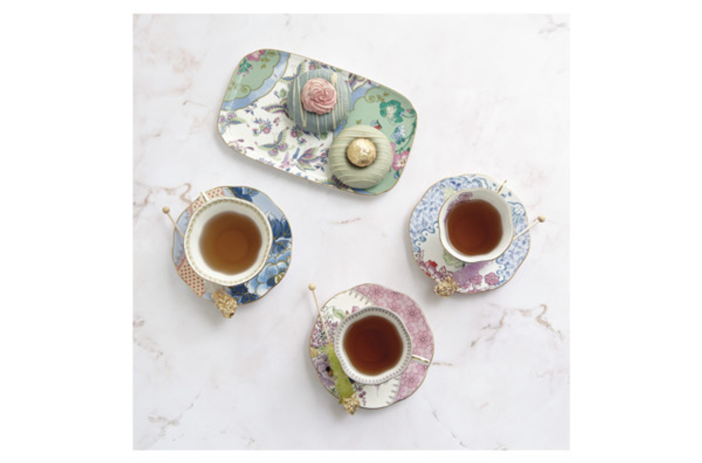 Чайная пара 240мл Wedgwood Бабочки и цветы пионы