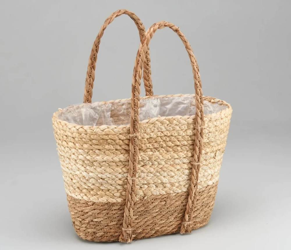 Корзина 35х17х25х42 см Рогоз с ручкой (Натуральный)