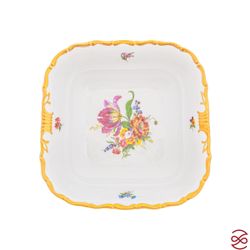 Салатник квадратный глубокий на ножке Queen's Crown Мейсенский букет 21см