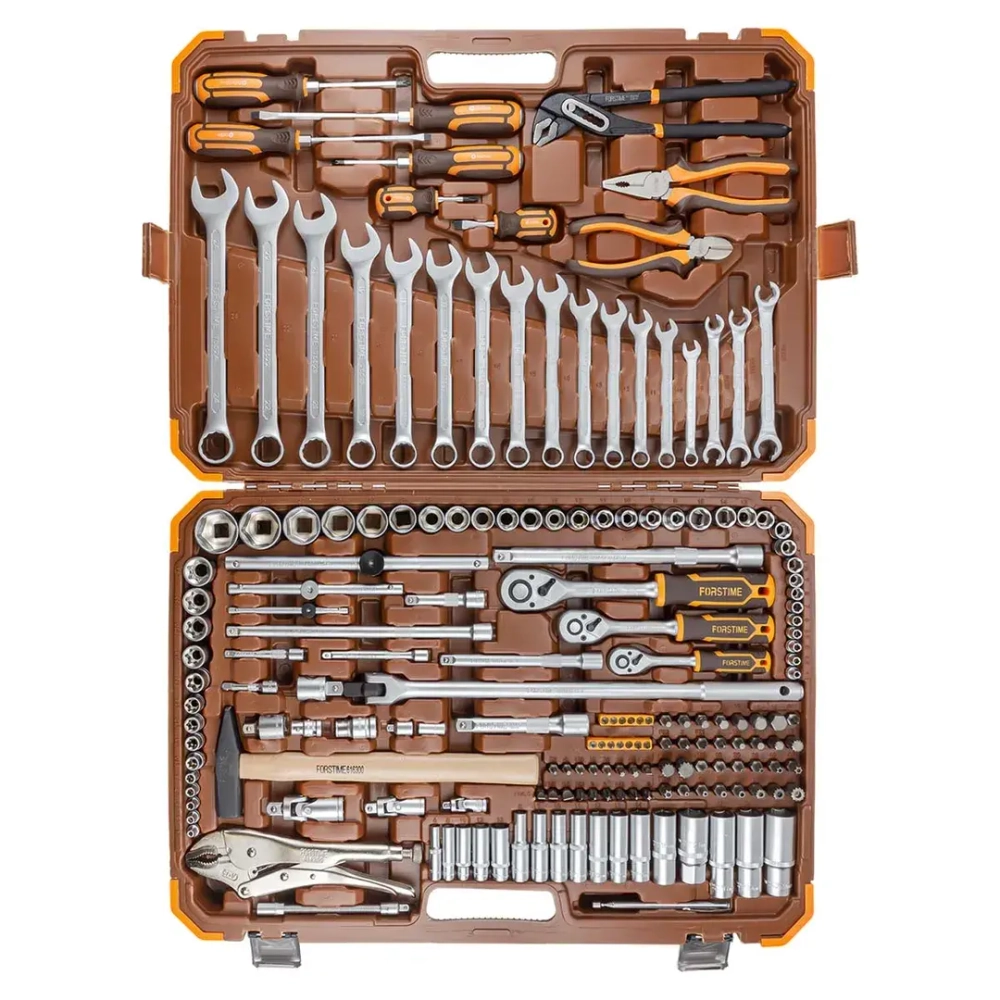 Набор инструментов 180пр.1/4''&amp;3/8''&amp;1/2'' (6-гран.)(4-32мм) FORSTIME FT-41802-5