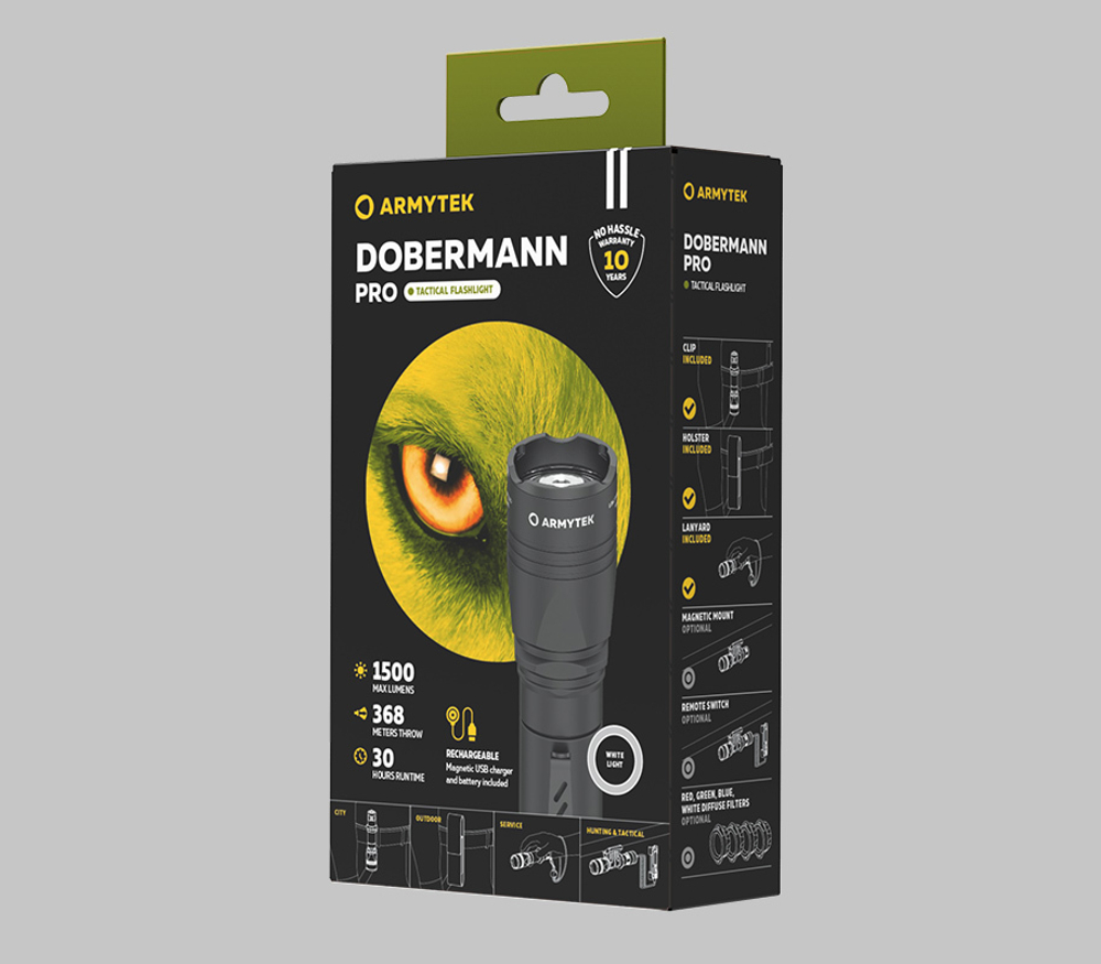 Фонарь Armytek Dobermann Pro Magnet USB White (F07501C)