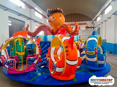 Аттракцион осьминог «Морские приключения» 9 кабинок, 18 мест 9,5×9,5×4,5 м