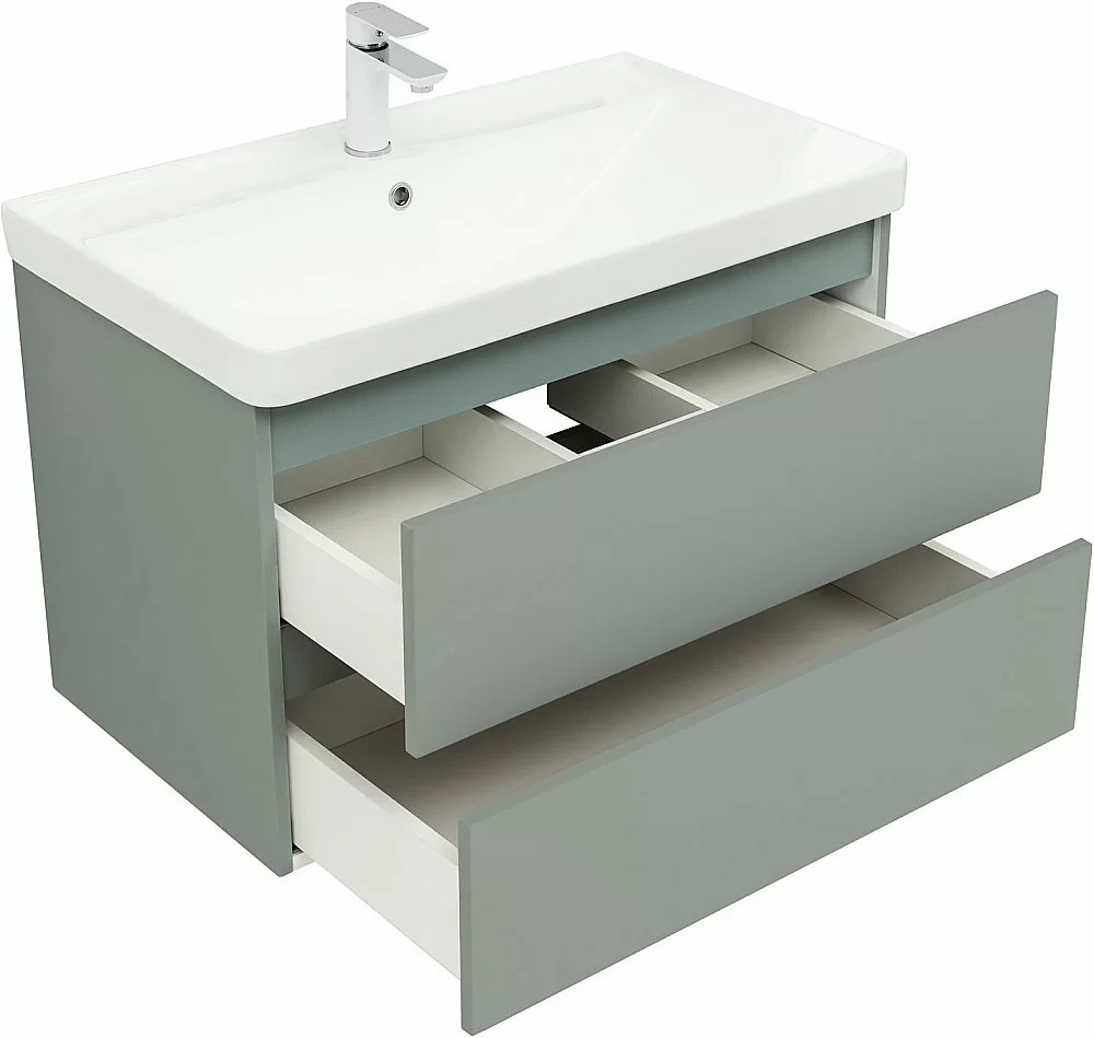 Тумба с раковиной Aquanet Вега 2.0 337961/301805 80 мисти грин