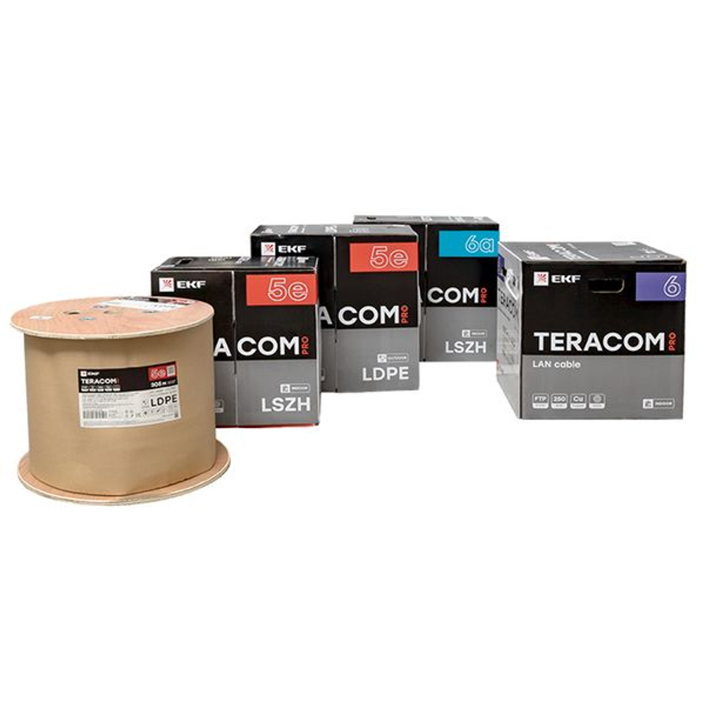 Кабель витая пара TERACOM PRO Cat.5E U/UTP 4 пары solid внешний 24AWG оболочка LDPE цвет черный (упак. 305м) (305.00 шт.)