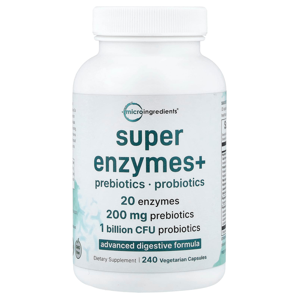 Micro Ingredients, Super Enzymes+, ферменты, 240 вегетарианских капсул