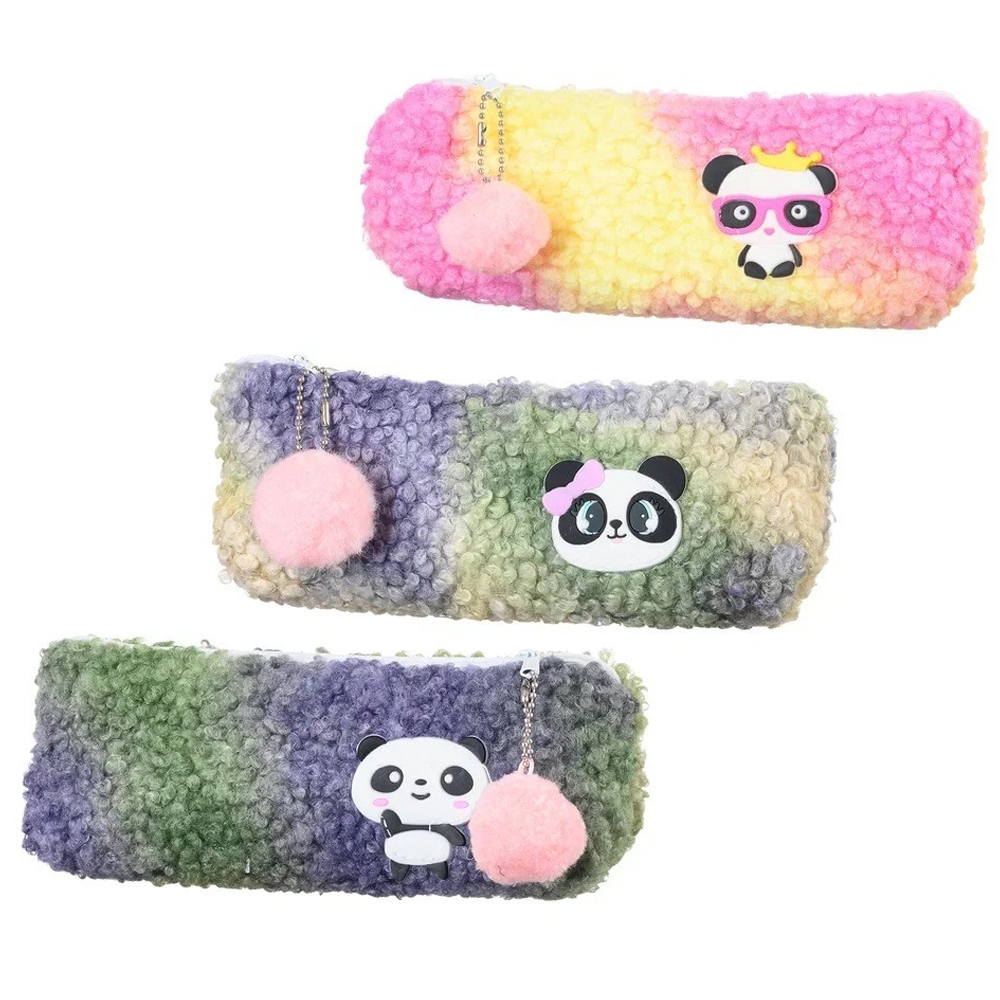 Пенал-косметичка Basir без наполнения, 21*9*4 см, серия "Панда", с искусственным мехом, ассорти