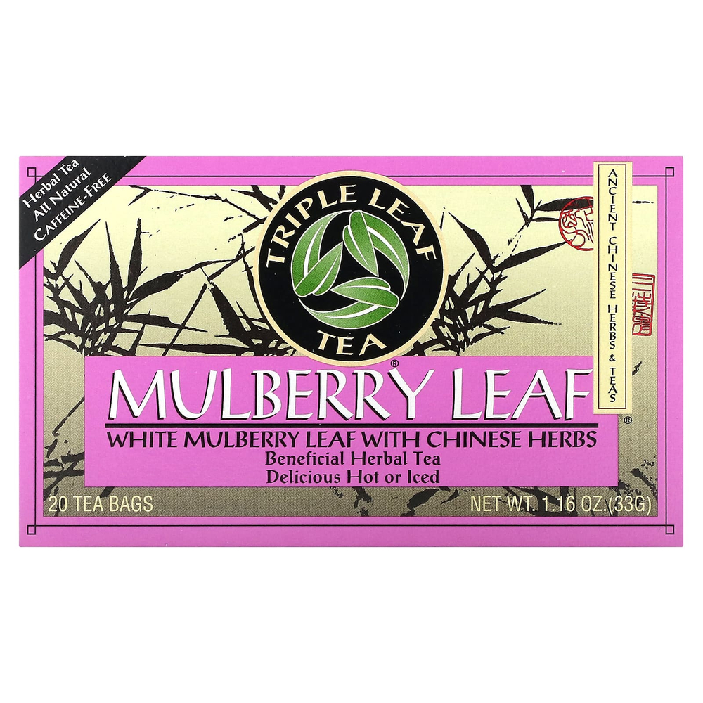 Triple Leaf Tea, чай из листьев шелковицы, без кофеина, 20 чайных пакетиков, 33 г (1,16 унции)