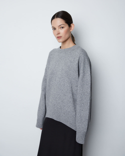 Джемпер из смесового кашемира с круглым вырезом светло-серый