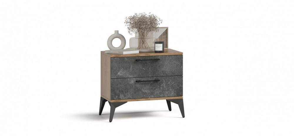 Тумба ЛОФТ Крафт табачный, Серый бетон (последний экземпляр)