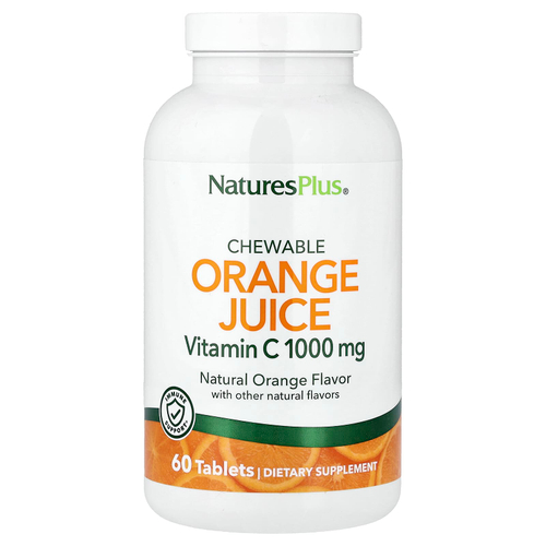 NaturesPlus, жевательный апельсиновый сок, витамин C, натуральный апельсин, 60 таблеток