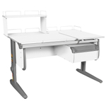 Растущая парта СУТ 25 с задними полками СУТ.15.210 и СУТ.15.240 и навесной тумбой (1200×880 мм)